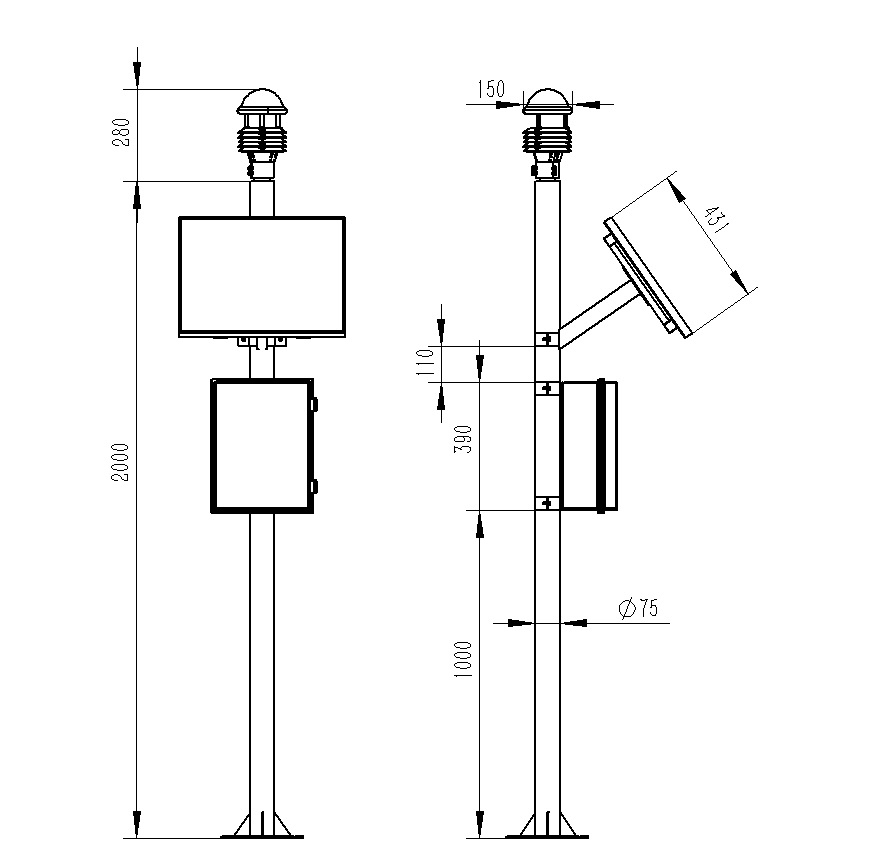 超声波气象监测设备产品尺寸图
